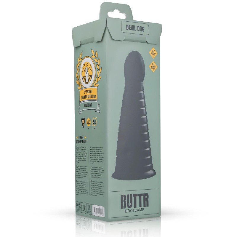 BUTTR Devil Dog - tapadókorongos dildó (fekete) 105779 termék bemutató kép