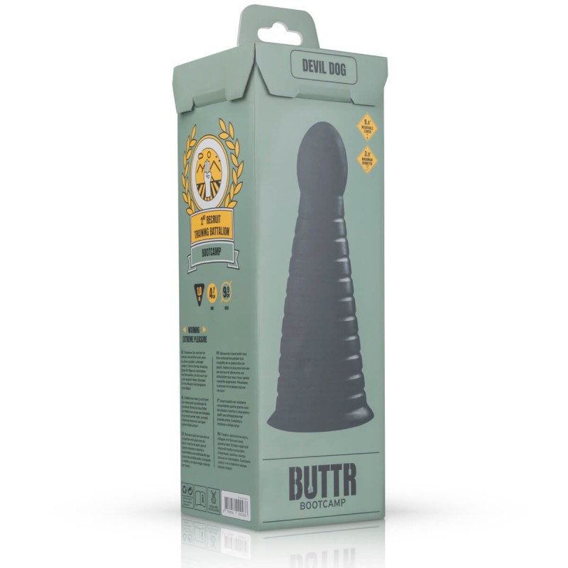 BUTTR Devil Dog - tapadókorongos dildó (fekete) 34520 termék bemutató kép