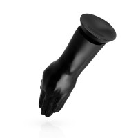 BUTTR Double Trouble - tapadótalpas dupla kézfej dildó (fekete) 36116 termék bemutató kép