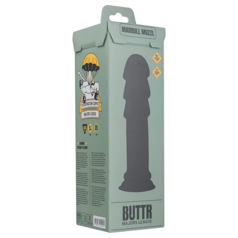 BUTTR Madbull Muzzl - tapadókorongos anál dildó (fekete) 160337 termék bemutató kép