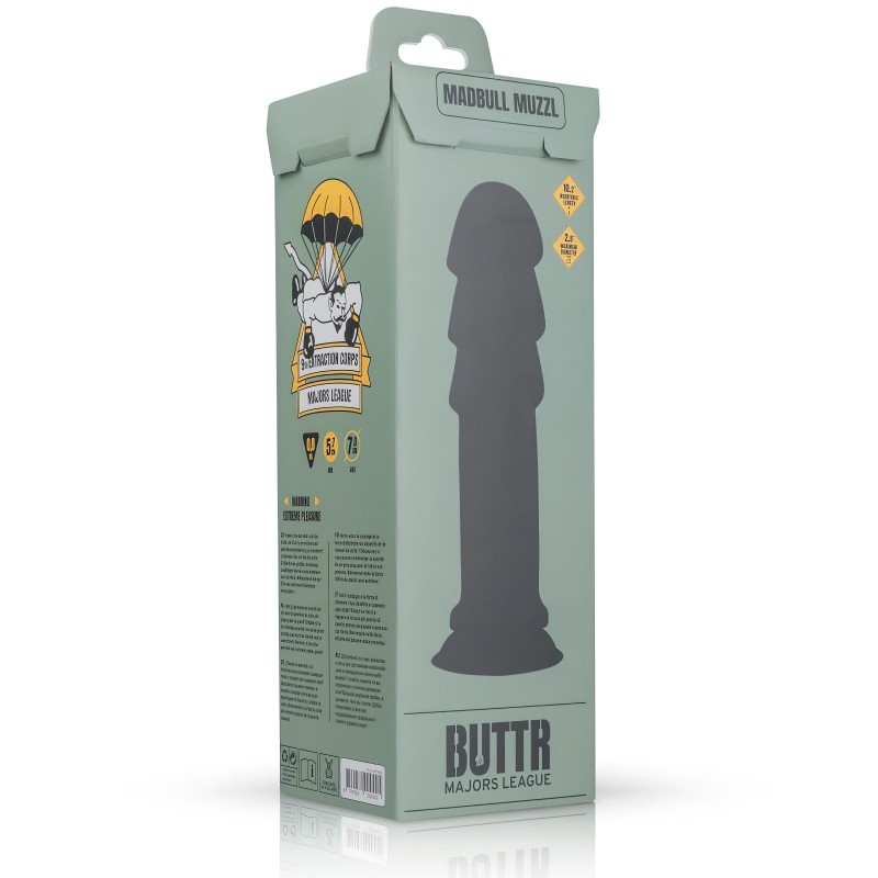 BUTTR Madbull Muzzl - tapadókorongos dildó (fekete) 106229 termék bemutató kép