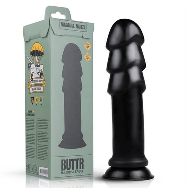 BUTTR Madbull Muzzl - tapadókorongos dildó (fekete)