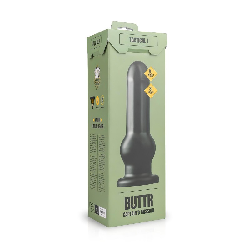 BUTTR Tactical I - tapadókorongos dildó (fekete) 105785 termék bemutató kép