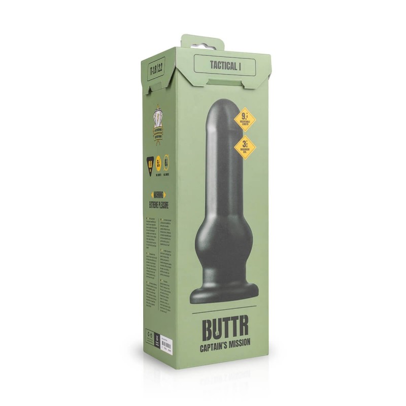 BUTTR Tactical I - tapadókorongos dildó (fekete) 58089 termék bemutató kép