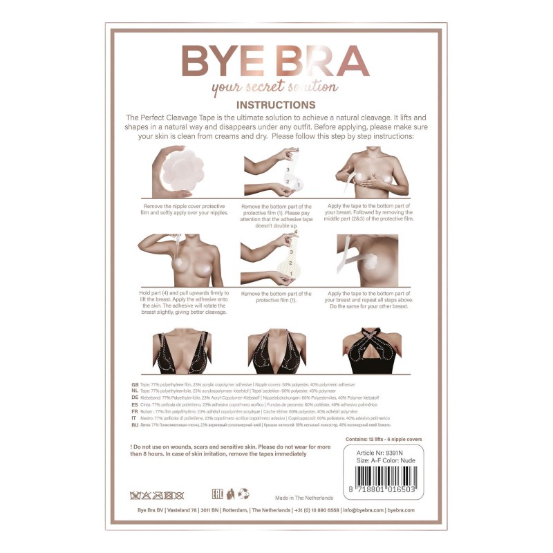 Bye Bra Perfect A-F - láthatatlan mellemelő tapasz - nude (12db) 122922 termék bemutató kép