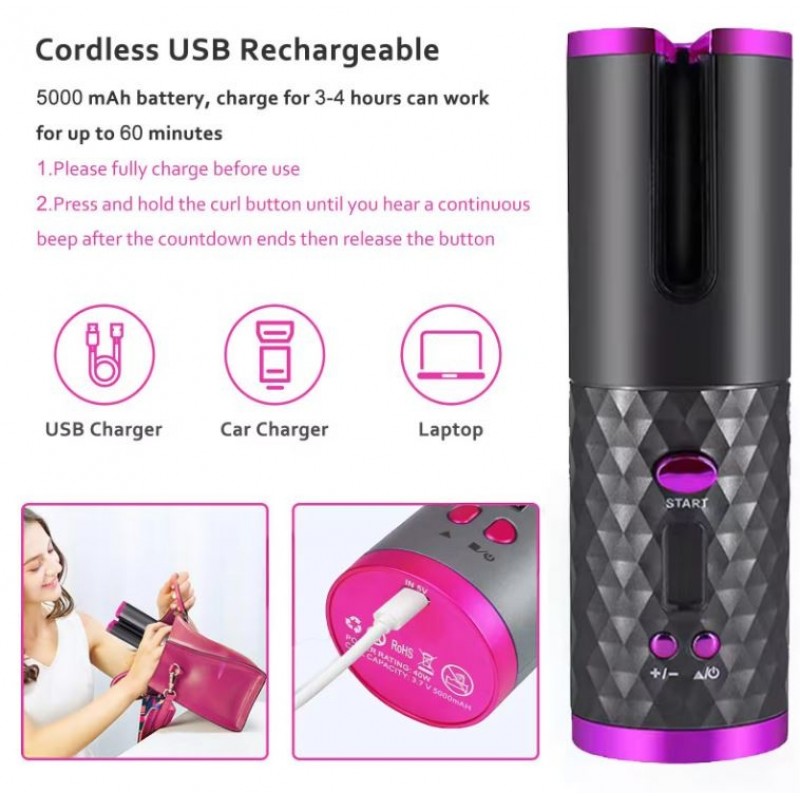 CAC - akkus hajgöndörítő szett (szürke-pink) 91355 termék bemutató kép