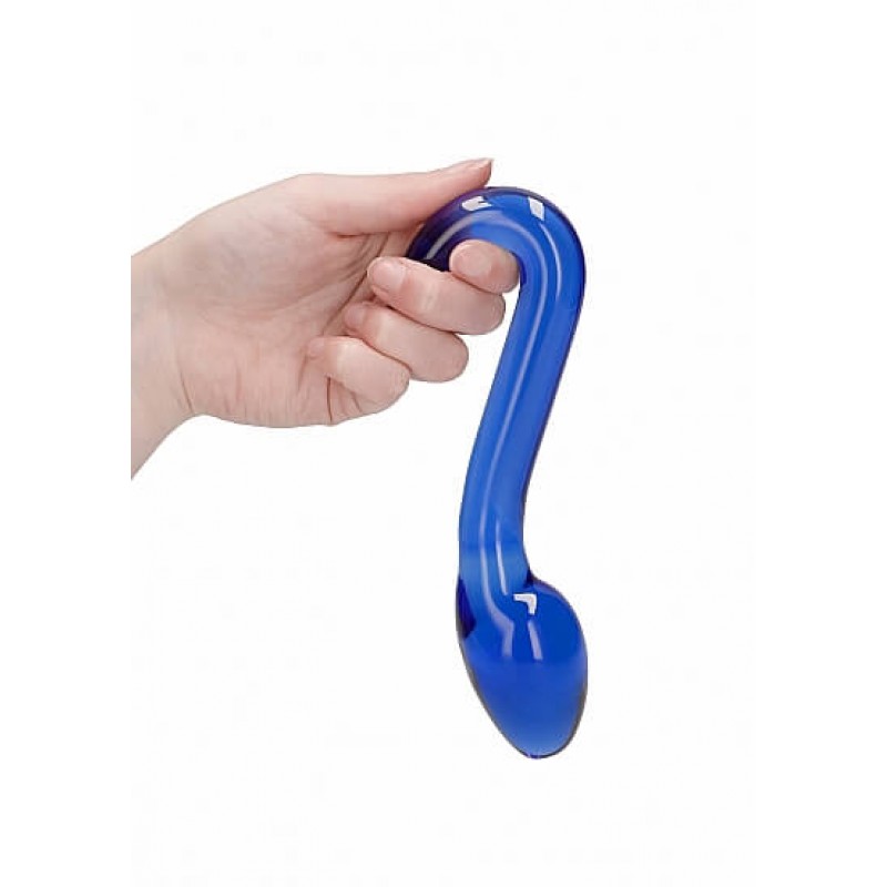 Christalino Champ - hajlított, G-pont üveg dildó (kék) 38401 termék bemutató kép