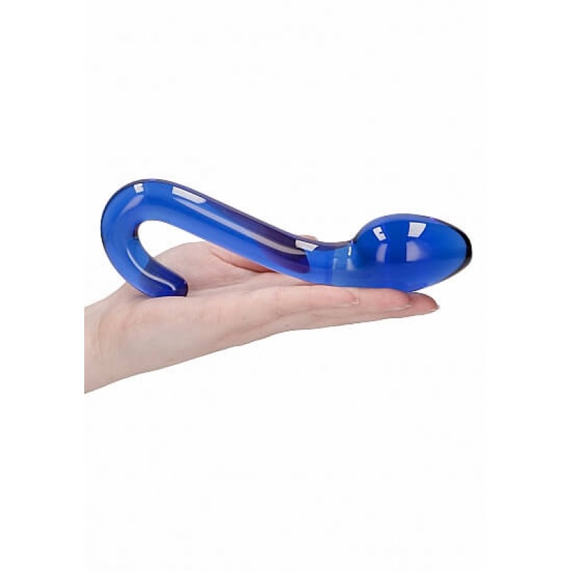 Christalino Champ - hajlított, G-pont üveg dildó (kék) 38402 termék bemutató kép