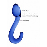 Christalino Champ - hajlított, G-pont üveg dildó (kék) 38403 termék bemutató kép