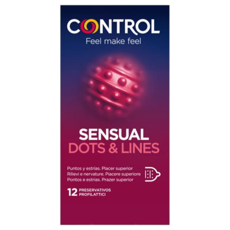 Control - bordázott, pontozott óvszer (12 db) 134366 termék bemutató kép