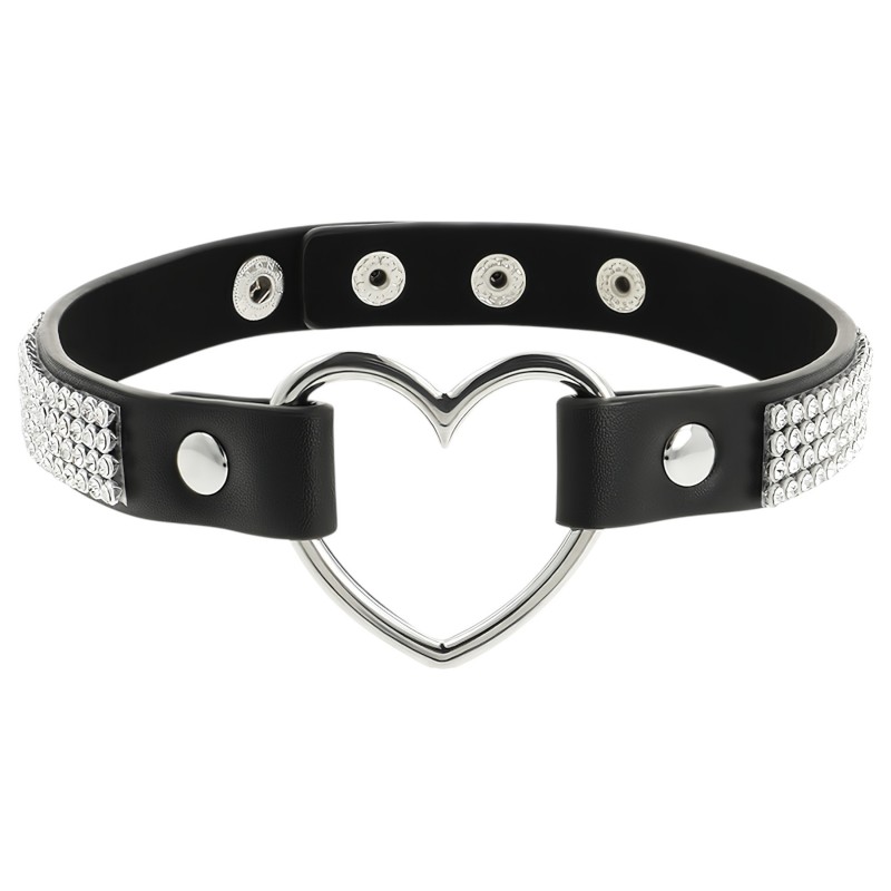 Coquette - strasszos choker nyakpánt szív medállal (fekete) 163802 termék bemutató kép