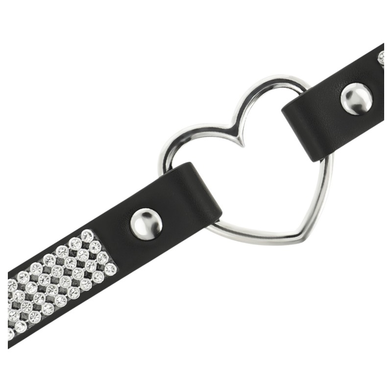 Coquette - strasszos choker nyakpánt szív medállal (fekete) 163805 termék bemutató kép