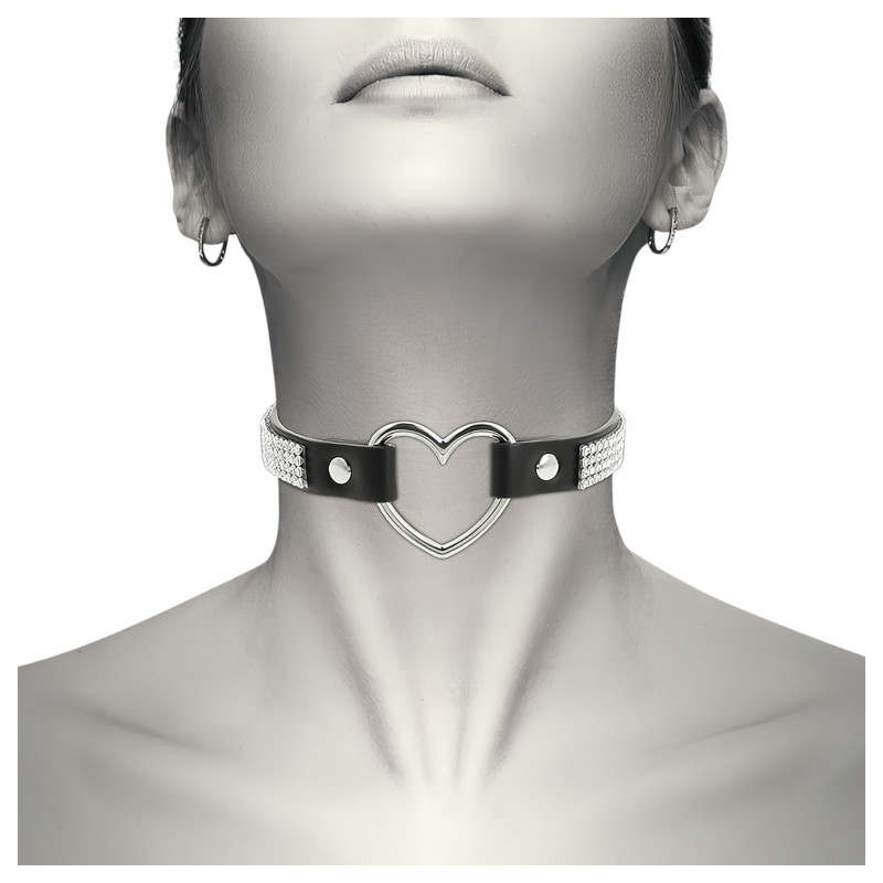 Coquette - strasszos choker nyakpánt szív medállal (fekete) 163806 termék bemutató kép