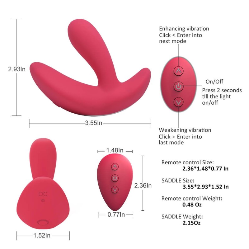 Cotoxo Saddle - távirányítós prosztata vibrátor (piros) 24125 termék bemutató kép