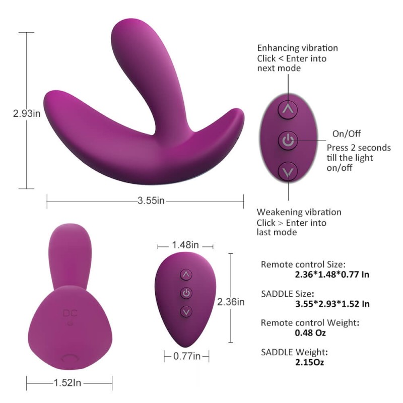 Cotoxo Saddle - távirányítós prosztata vibrátor (viola) 24131 termék bemutató kép