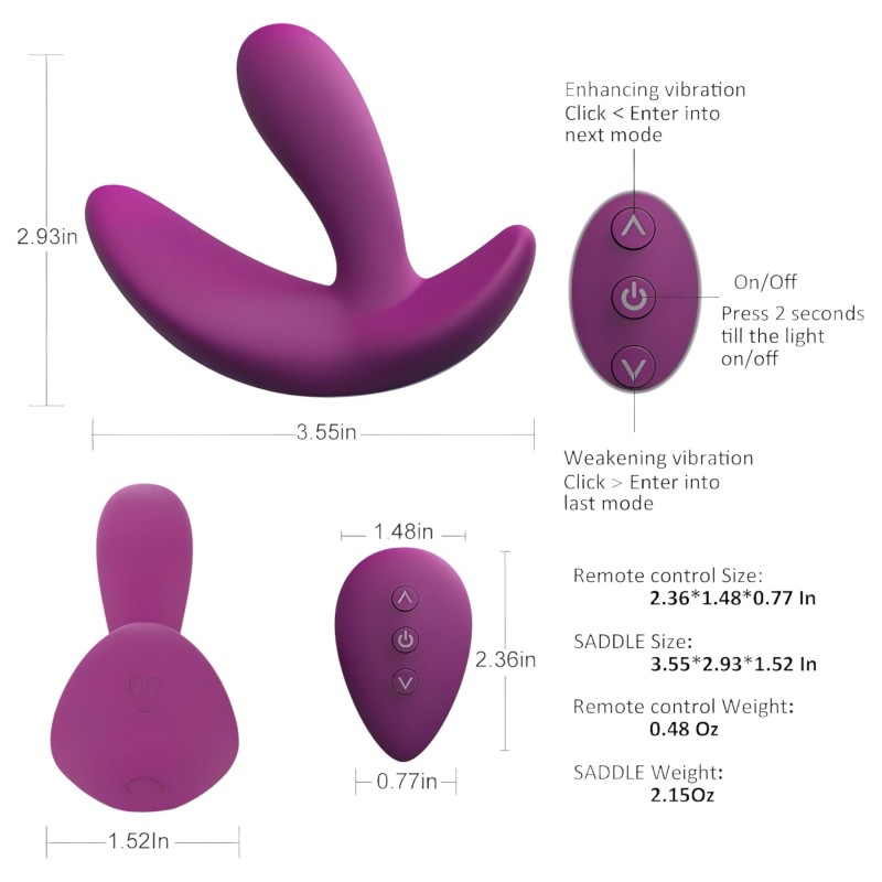 Cotoxo Saddle - távirányítós prosztata vibrátor (viola) 108360 termék bemutató kép
