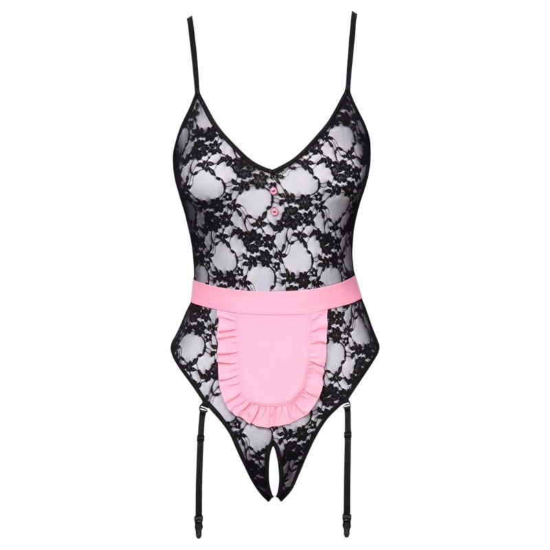 Cottelli - átlátszó szobalány jelmez (fekete-pink) 108028 termék bemutató kép