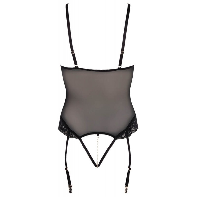 Cottelli Bondage - fém gyűrűs body és kar bilincs (fekete) 85067 termék bemutató kép