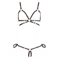 Cottelli Bondage - fényes dísz testhám bikini (fekete) 79169 termék bemutató kép