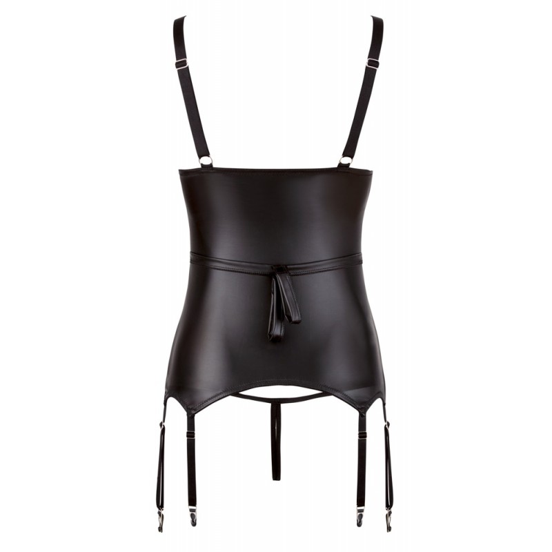 Cottelli Bondage - fényes, mellemelős felső bilinccsel (fekete) 79596 termék bemutató kép