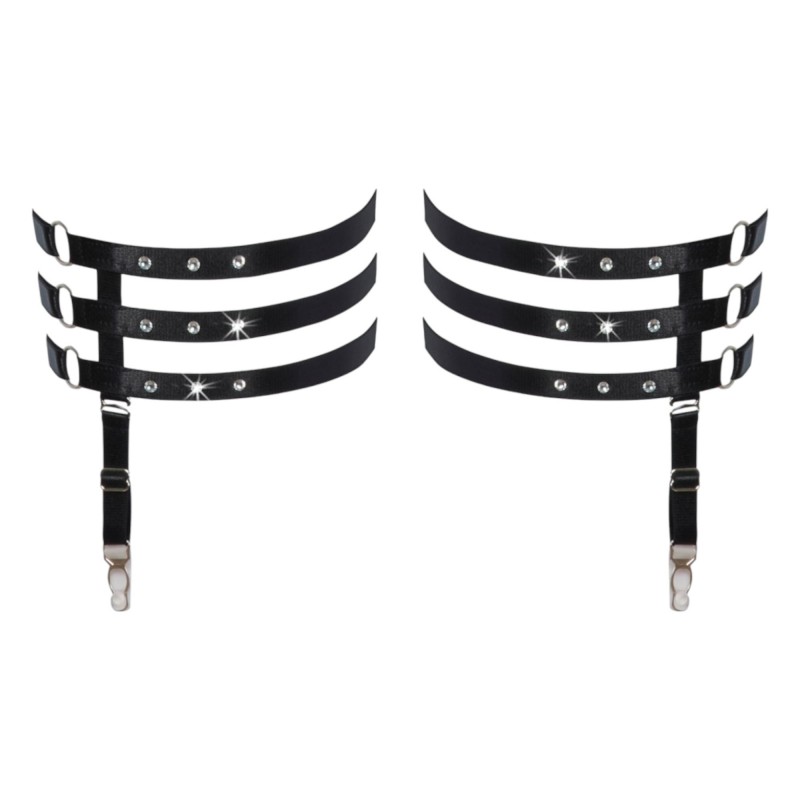 Cottelli - bőr hatású harisnyakötő combszíj (fekete) 94132 termék bemutató kép