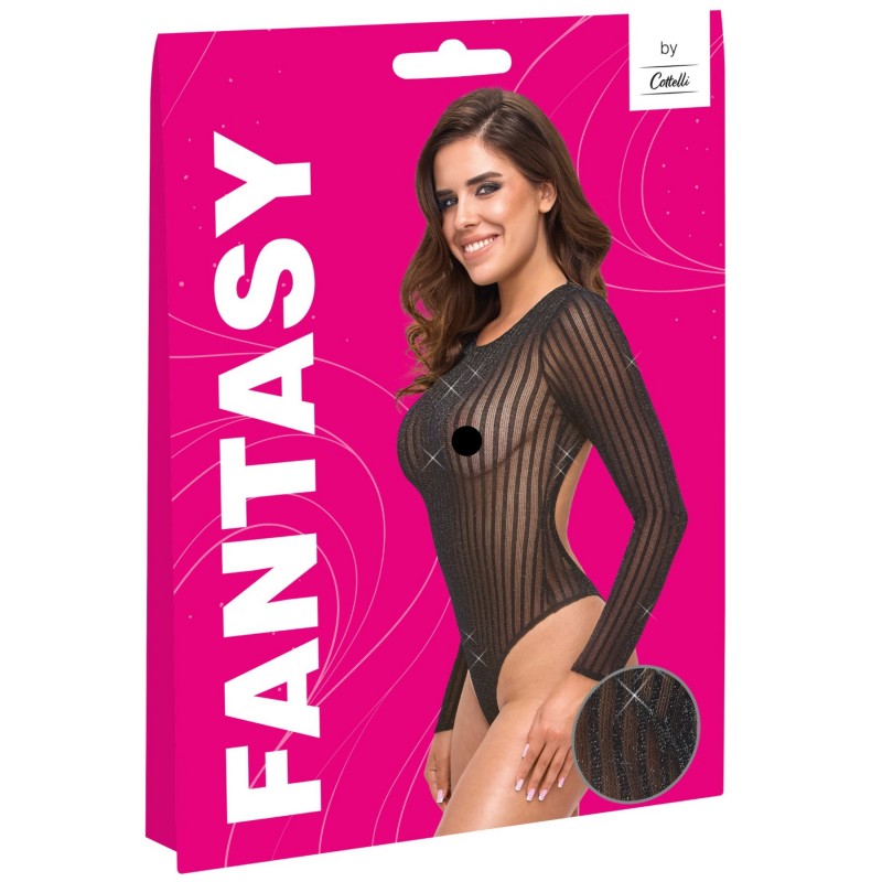 Cottelli - csíkos, ezüstszálas body (fekete) - S-L 151329 termék bemutató kép
