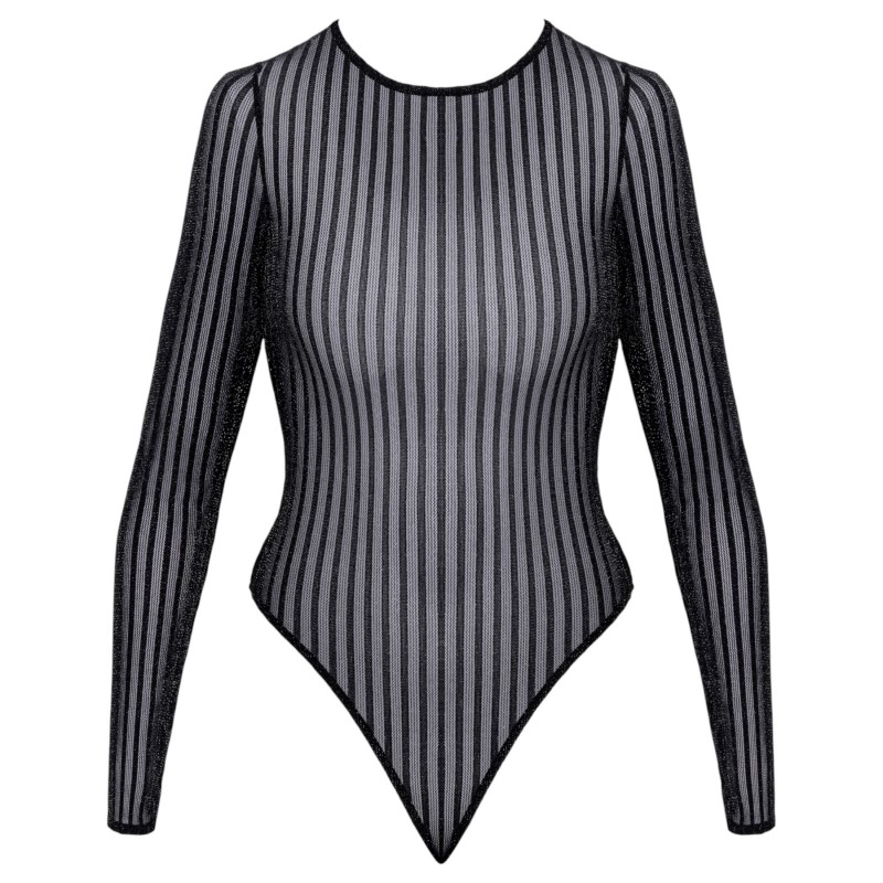 Cottelli - csíkos, ezüstszálas body (fekete) - S-L 151330 termék bemutató kép