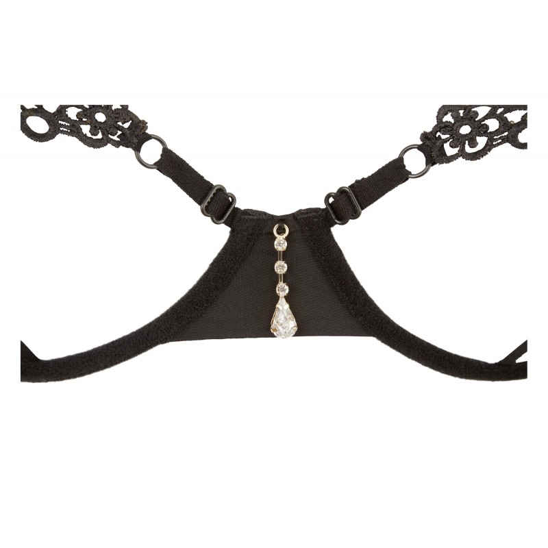 Cottelli - csillogó hímzett melltartó szett (fekete) 20647 termék bemutató kép