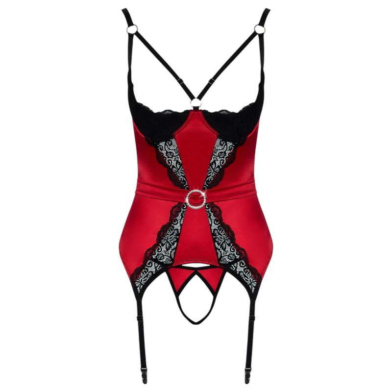 Cottelli - csipkés mellemelő felső szett (piros) 103889 termék bemutató kép