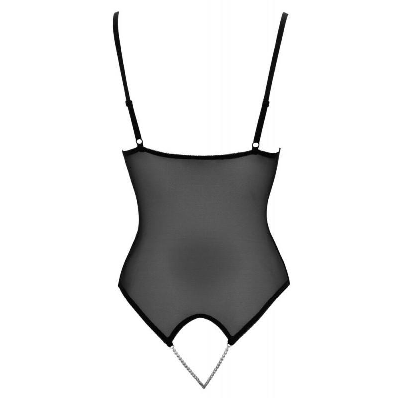 Cottelli - csipkés, gyöngyös nyitott body (fekete) 63488 termék bemutató kép