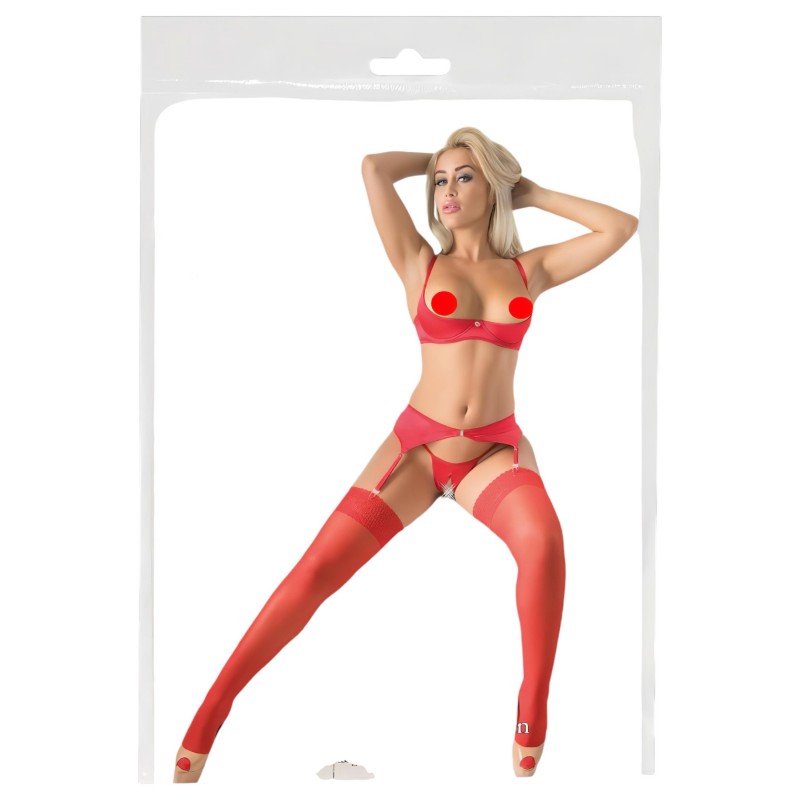 Cottelli - Csipkés harisnya (piros) 111141 termék bemutató kép