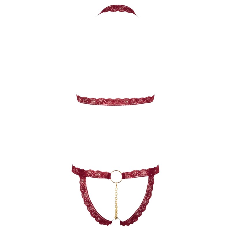 Cottelli - fém gyűrűs, nyitott melltartó szett (piros) 103358 termék bemutató kép