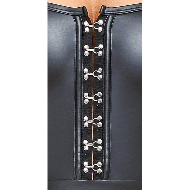 Cottelli - fényes miniruha rakott szoknyával (fekete) 95102 termék bemutató kép