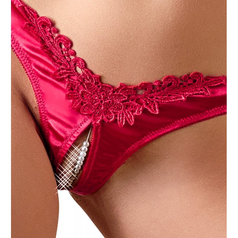 Cottelli - gyöngyös, nyitott virágos női bugyi (piros) 17459 termék bemutató kép