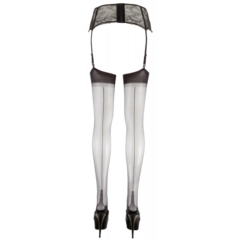 Cottelli - hátul csíkos harisnya magas sarokvarrással (fekete) 21923 termék bemutató kép