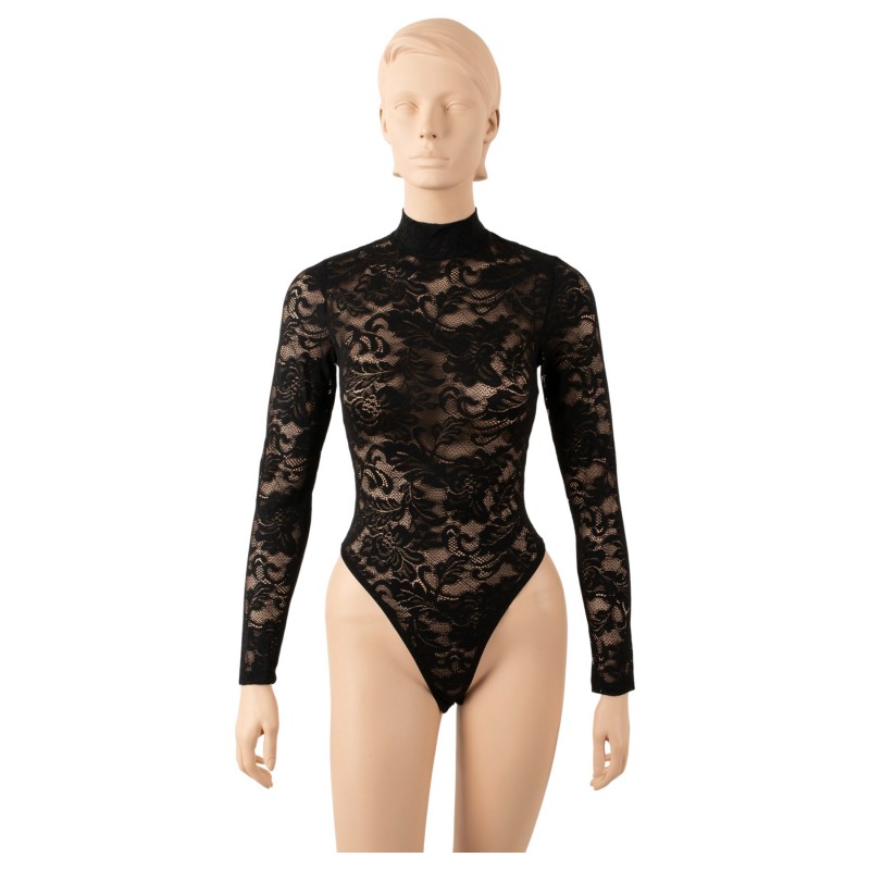 Cottelli - hosszú ujjú csipke body (fekete) - S 148309 termék bemutató kép