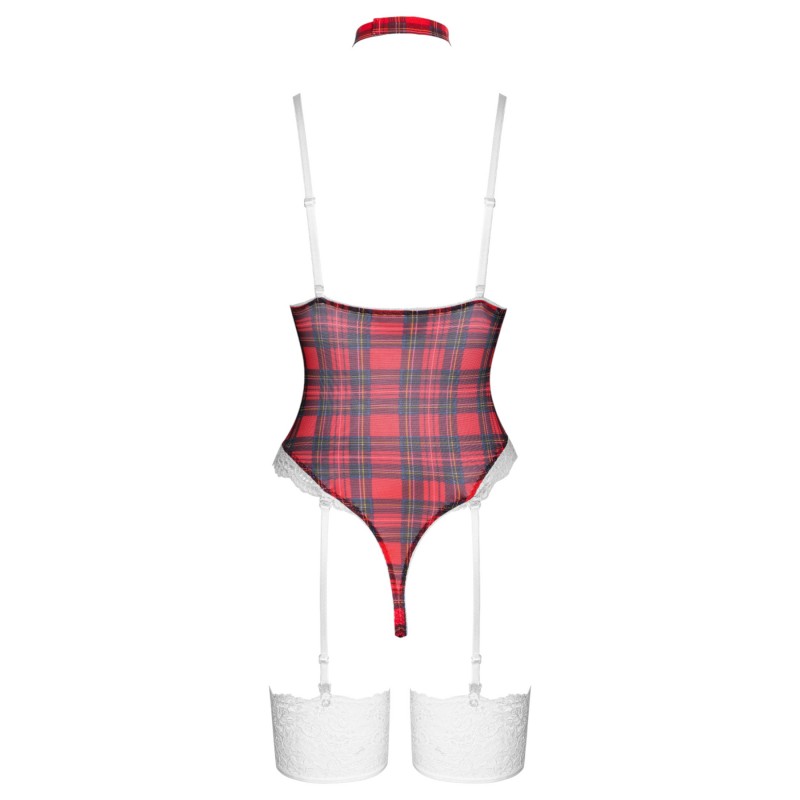 Cottelli - kockás body szett (piros) 122278 termék bemutató kép
