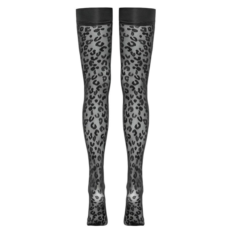 Cottelli Legwear - párduc mintás combfix (fekete) 114319 termék bemutató kép