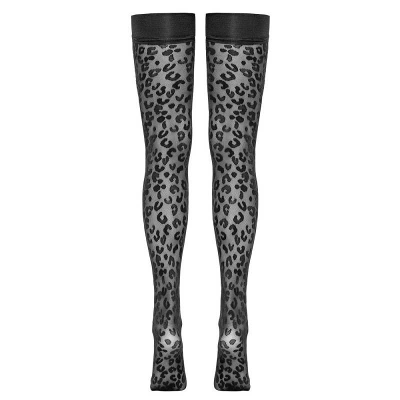Cottelli Legwear - párduc mintás combfix (fekete) 54227 termék bemutató kép