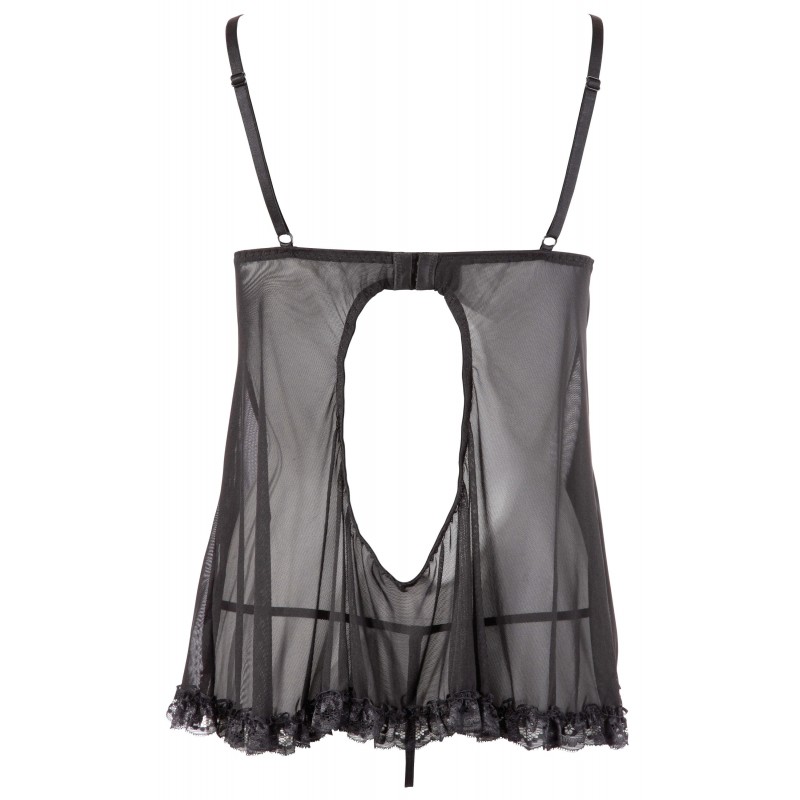 Cottelli - Lenge, fodros babydoll (fekete) 45890 termék bemutató kép