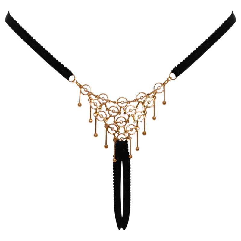 Cottelli - nyitott string tanga dísszel - fekete (S-L) 124900 termék bemutató kép