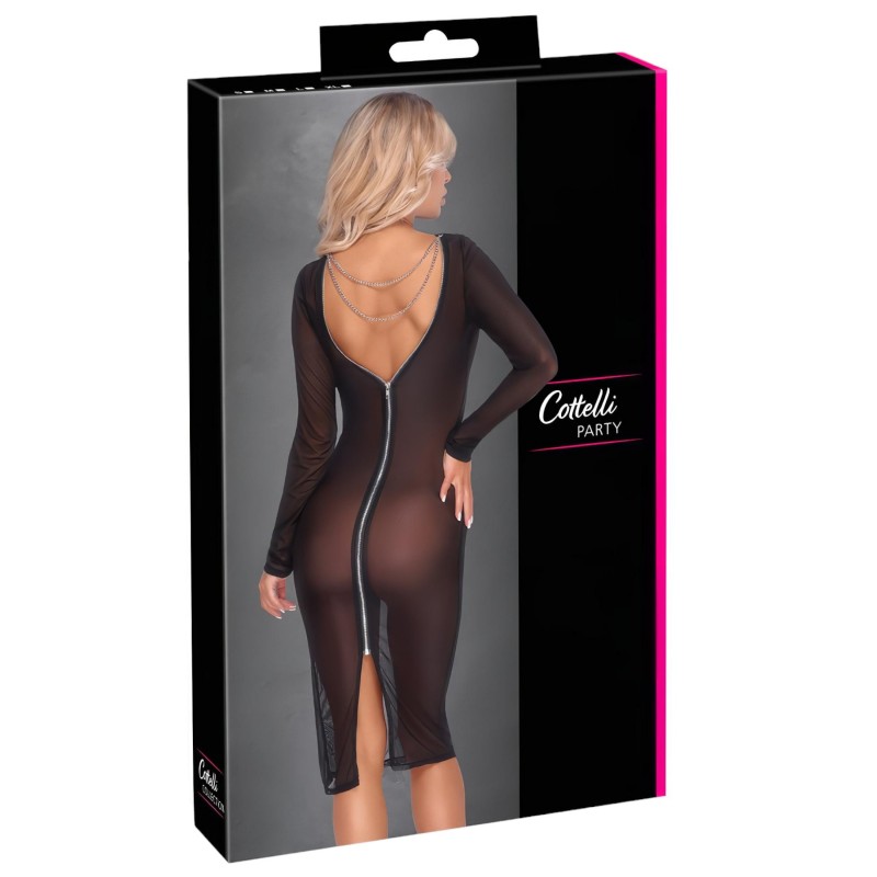 Cottelli Party - áttetsző, cipzáras ruha (fekete) 118977 termék bemutató kép