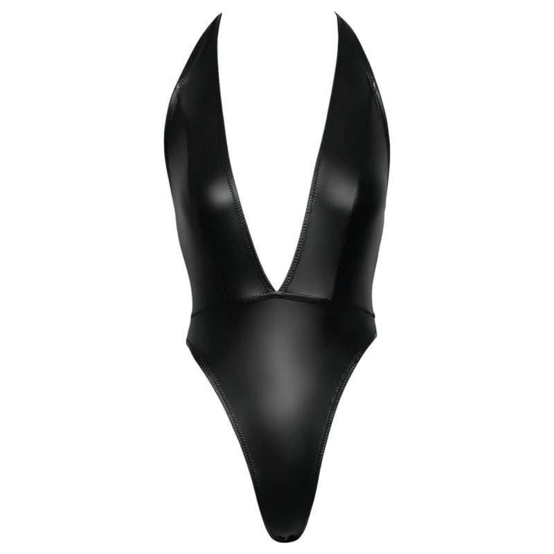 Cottelli Party - fényes, nyakpántos body (fekete) 113135 termék bemutató kép