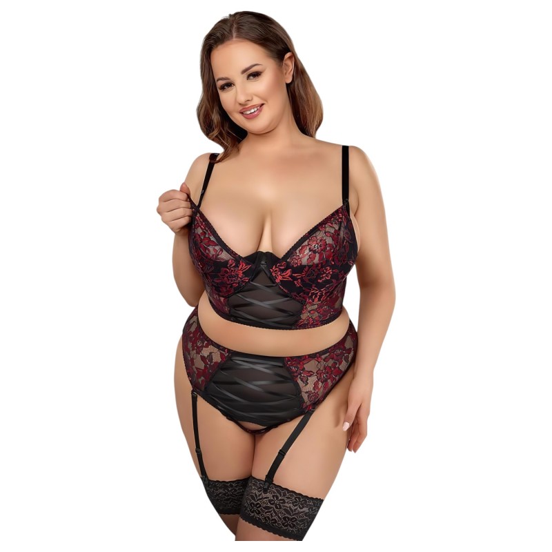 Cottelli Plus Size - állítható melltartó szett (piros) 168990 termék bemutató kép