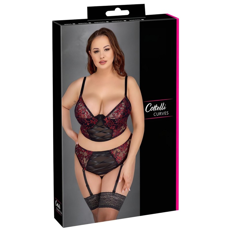 Cottelli Plus Size - állítható melltartó szett (piros) 168997 termék bemutató kép