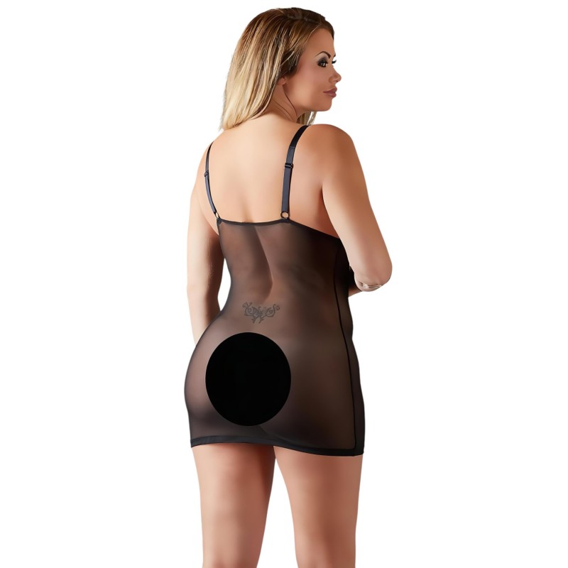 Cottelli Plus Size - csipkés átlátszó hálóing (fekete) 107434 termék bemutató kép