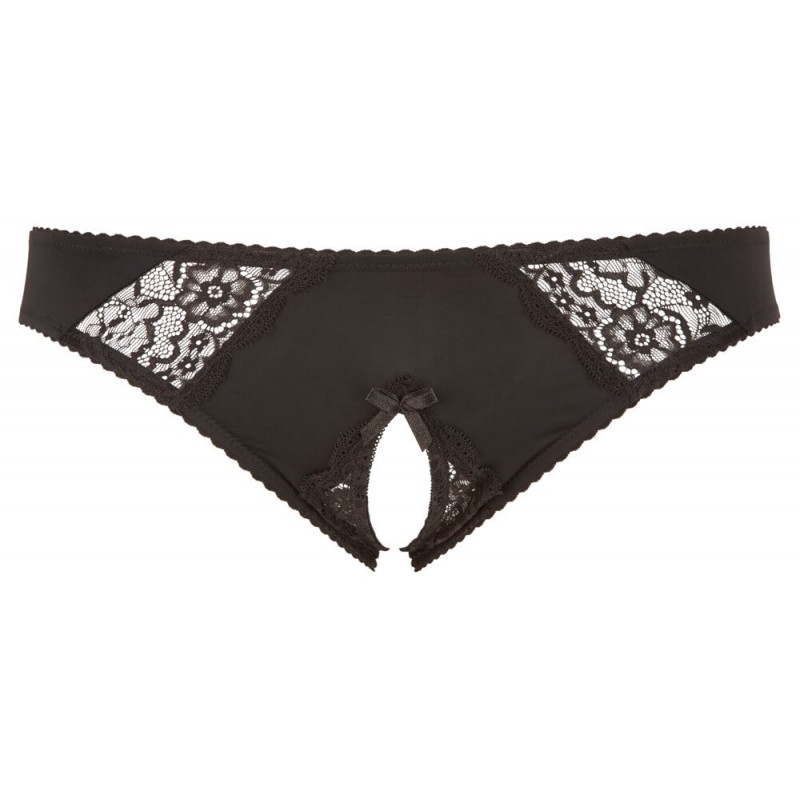 Cottelli Plus Size - csipkés, nyitott bugyi (fekete) 15053 termék bemutató kép