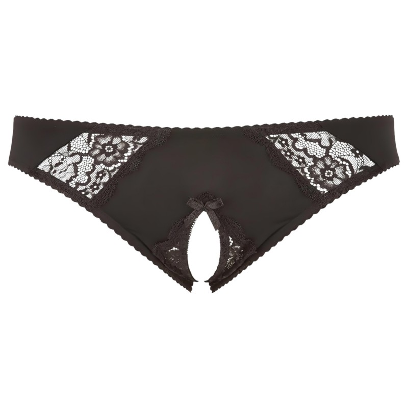 Cottelli Plus Size - csipkés, nyitott bugyi (fekete) 110377 termék bemutató kép