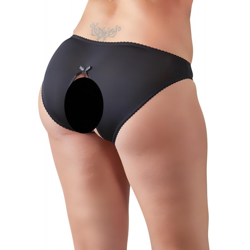Cottelli Plus Size - csipkés, nyitott bugyi (fekete) 110379 termék bemutató kép