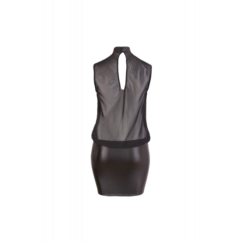 Cottelli Plus Size - fényes chiffon ruha (fekete) 20190 termék bemutató kép